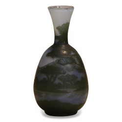 Small glass paste vase in the colors blue and green with …