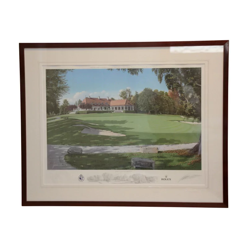 Painting of a photo of the Golf Club de Genève. - Moinat - Painting - Landscape