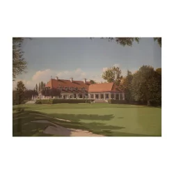 Painting of a photo of the Golf Club de Genève.