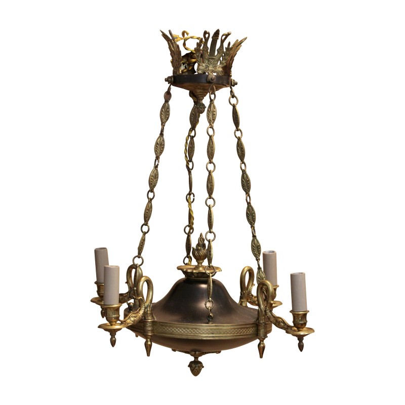 Lustre Empire bronze et noir. - Moinat - Lustres, Plafonniers Lustre Empire bronze et noir. - Moinat - Lustres, Plafonniers