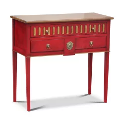 Small Directoire style chest of drawers in red lacquered cherry …