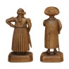 Pair of small Swiss characters in carved wood. Brianz… - Moinat - Decorating accessories