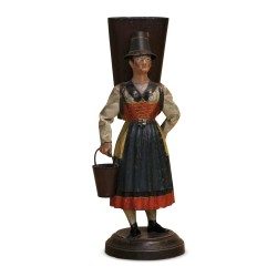 Ein Paar Schweizer Figuren aus bemaltem Metall „Winzerpaar“