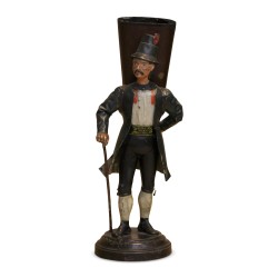 Ein Paar Schweizer Figuren aus bemaltem Metall „Winzerpaar“