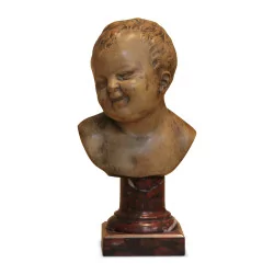 carved wooden infant bust. Brienz Switzerland, 19th …