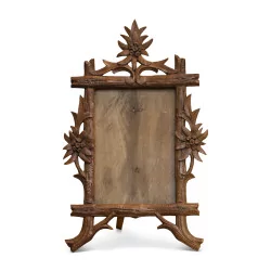 carved wooden frame decorated with edelweiss. Brienz Switzerland, 19th …