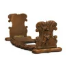 Extensible bookend in carved wood, decorated with flowers. … - Moinat - VE2022/3
