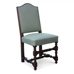 Louis XIII-Stuhl aus patiniertem Nussbaum, gepolstert mit Rosshaar und …
