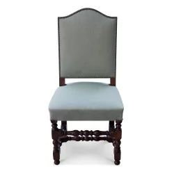 Louis XIII-Stuhl aus patiniertem Nussbaum, gepolstert mit Rosshaar und …