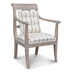 Directoire armchair in off-white ceruse walnut wood with …