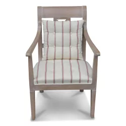 Directoire 扶手椅，采用灰白色蜡红色胡桃木制成，带……