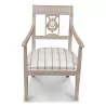 Directoire armchair in off-white ceruse walnut wood with … - Moinat - Armchairs