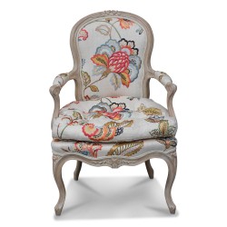 Chaise Louis XV en hêtre cérusé