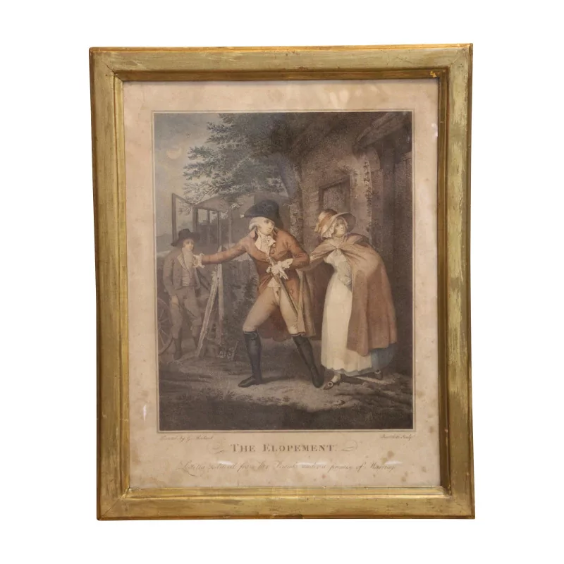 Gravure “THE ELOPEMENT” “Laetitia seduced from her Friends … - Moinat - Gravures