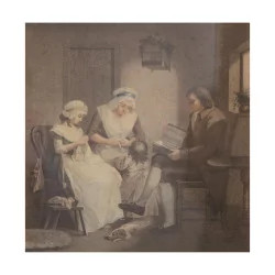 Engraving “DOMESTIC HAPPINESS” “Laetitia with her Parents”