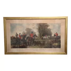 Hunting engraving depicting fox hunting. “FORES’S …