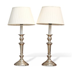Paar englische Leuchter montiert als Lampe mit Schirm in …