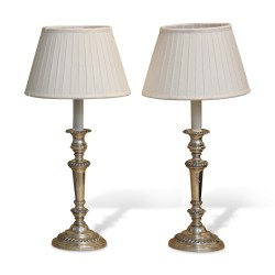 Paar englische Leuchter montiert als Lampe mit Schirm in …