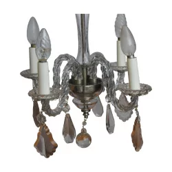 crystal glass chandelier with 4 lights.