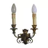 Pair of LXV bronze wall lights with 2 lights. - Moinat - Wall lights, Sconces