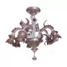 Murano glass chandelier in pink and purple colors. … - Moinat - Chandeliers, Ceiling lamps