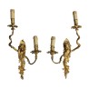 Paar Louis XV-Bronzeleuchter mit Putti. 2 Lichter. ENDE … - Moinat - Wandleuchter