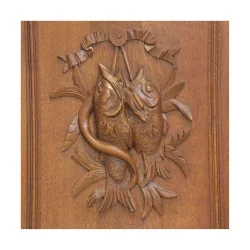Pair of carved wooden hunting panels. Brienz, Switzerland.