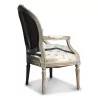 Louis XVI cabriolet armchair in white ceruse wood covered with … - Moinat - Armchairs