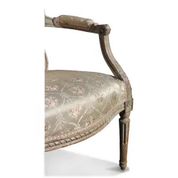 Louis XVI 敞篷扶手椅，白色蜡木，覆盖着……