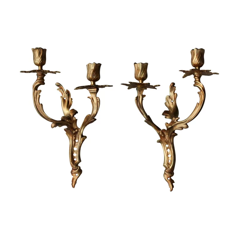 Pair of Louis XV wall lights in gilded bronze. Not electrified. - Moinat - Wall lights, Sconces