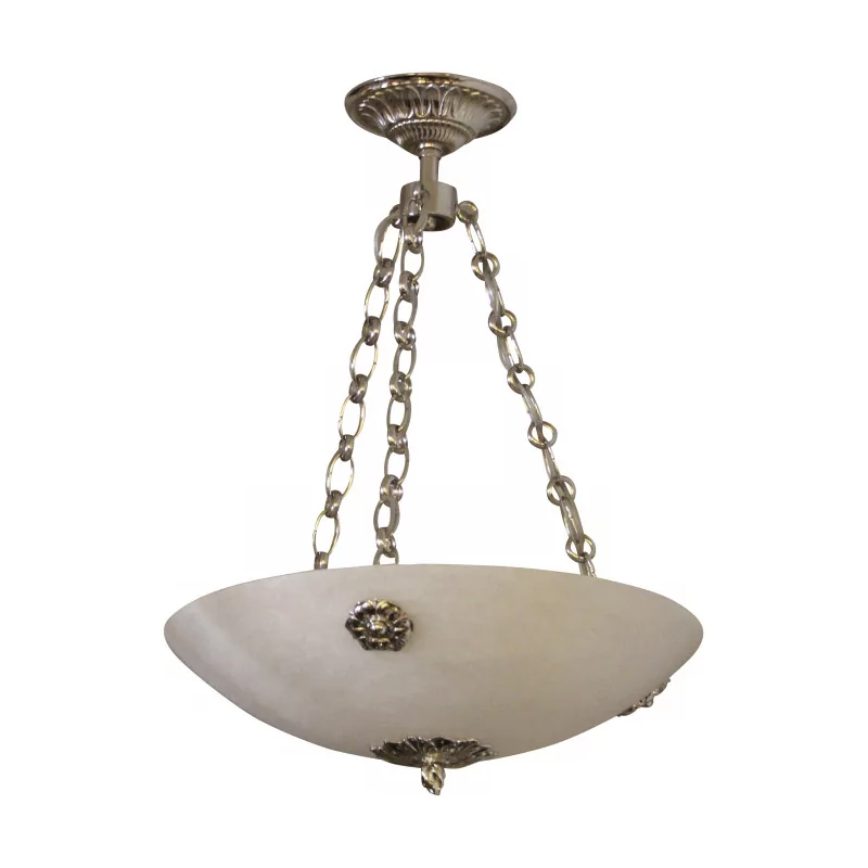 Suspension in alabaster and decorated with nickel rosettes... - Moinat - Chandeliers, Ceiling lamps