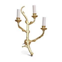 Pair of “Branches” sconces in gilded wrought iron with 3 …