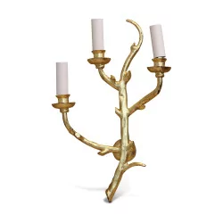 Pair of “Branches” sconces in gilded wrought iron with 3 …