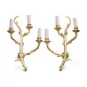 Pair of “Branches” sconces in gilded wrought iron with 3 … - Moinat - Wall lights, Sconces