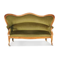 Louis-Philippe sofa covered in green embossed velvet.