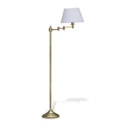 Articulated floor lamp in varnished polished brass with a shade in …
