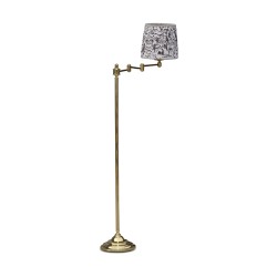 Lampadaire articulé en laiton poli ciré avec abat-jour à motif …