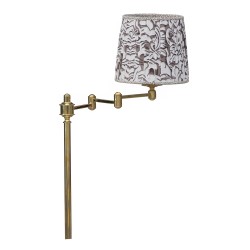 Lampadaire articulé en laiton poli ciré avec abat-jour à motif …