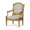 Paire de fauteuils Louis XVI en bois sculpté et doré à l'or … - Moinat - Fauteuils