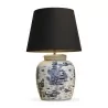 Ginger jar lamp in painted porcelain and blue and … - Moinat - Table lamps