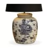 Ginger jar lamp in painted porcelain and blue and … - Moinat - Table lamps