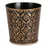 Cache-pot in painted sheet metal with a golden pattern on a black background. - Moinat - Flowerpot holders, Interior planters
