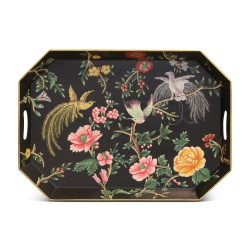 个带有花卉和鸟类图案的托盘