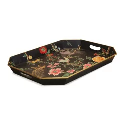 Tray with floral and bird motifs