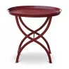 Table with red lacquered metal top and X-shaped base and … - Moinat - Serving tables