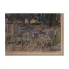 Table watercolor Terrace in front of the trees. - Moinat - Painting - Landscape