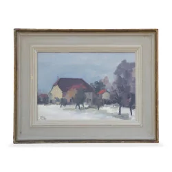 Oil painting on canvas House in the countryside