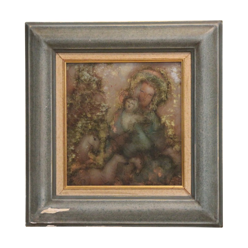 Mixed media painting on glass The mother and the child signed … - Moinat - Painting - Miscellaneous Mixed media painting on glass The mother and the child signed … - Moinat - Painting - Miscellaneous