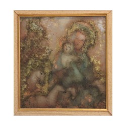 Mixed media painting on glass The mother and the child signed …