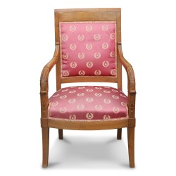 Pair of Empire palmette armchairs covered with fabric …